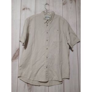 Columbia Shirt Men's Extra Large Cream Button Front Short Sleeve‎